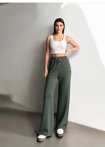 Beyaz Pamuklu Salaş Kadın Eşofman Altı - Görsel 4