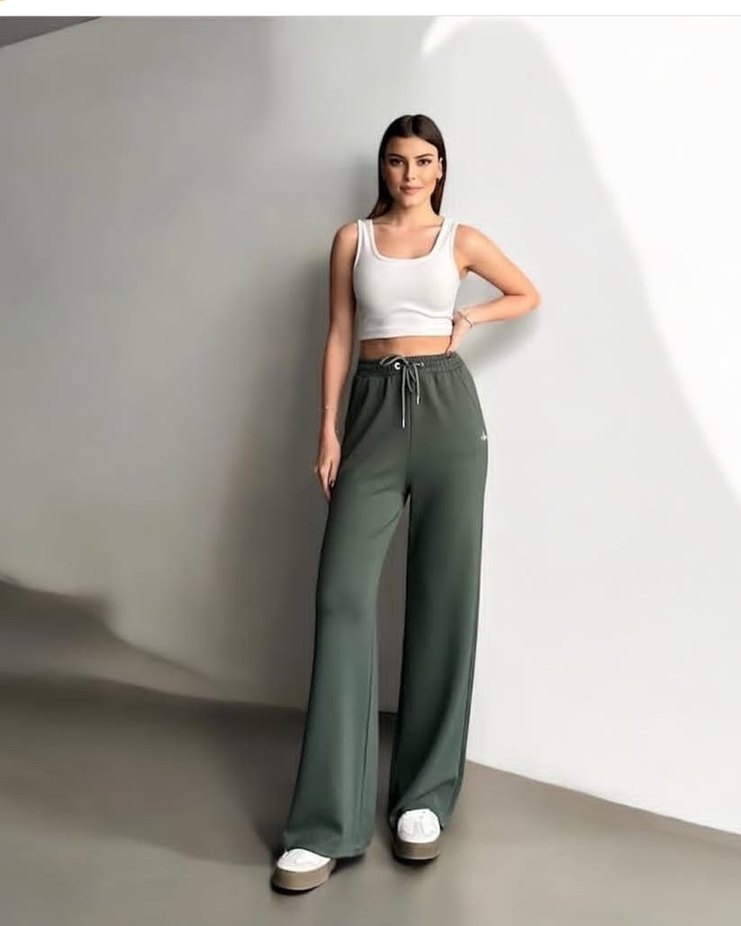 Beyaz Pamuklu Salaş Kadın Eşofman Altı - Görsel 4