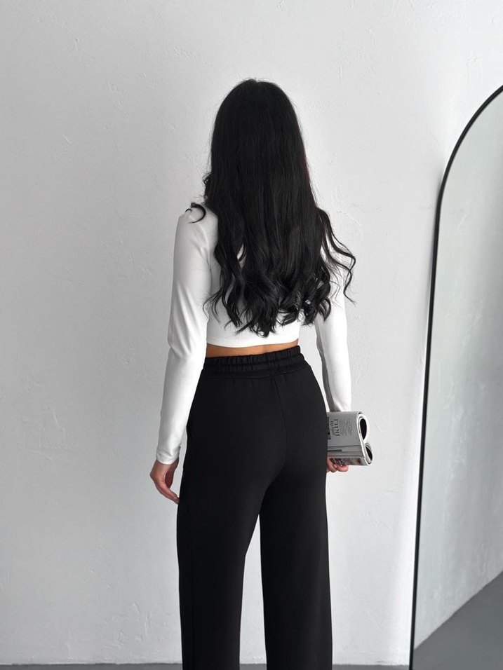 Beyaz Pamuklu Salaş Kadın Eşofman Altı - Görsel 2