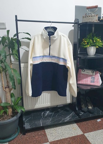 Yarım Fermuarlı Beyaz Kadın Sweatshirt - Görsel 7