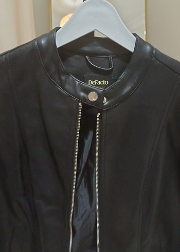 Kadın Siyah Deri Biker Ceket - Görsel 4