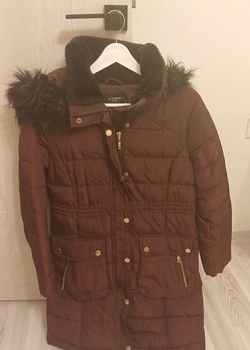 bordo Kürklü Kadın Günlük Mont - Görsel 3