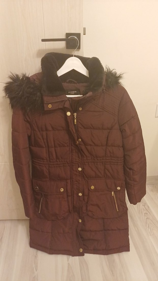 bordo Kürklü Kadın Günlük Mont - Görsel 3