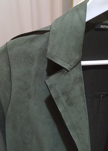 Kadın Haki Süet Uzun Trençkot - Görsel 2