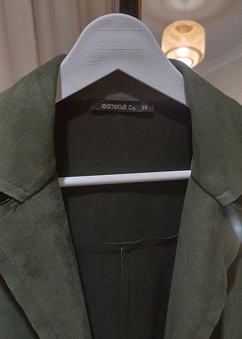 Kadın Haki Süet Uzun Trençkot - Görsel 3