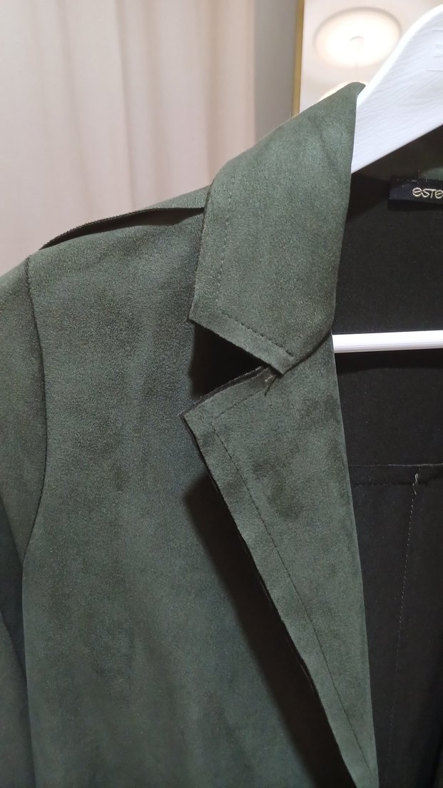 Kadın Haki Süet Uzun Trençkot - Görsel 2