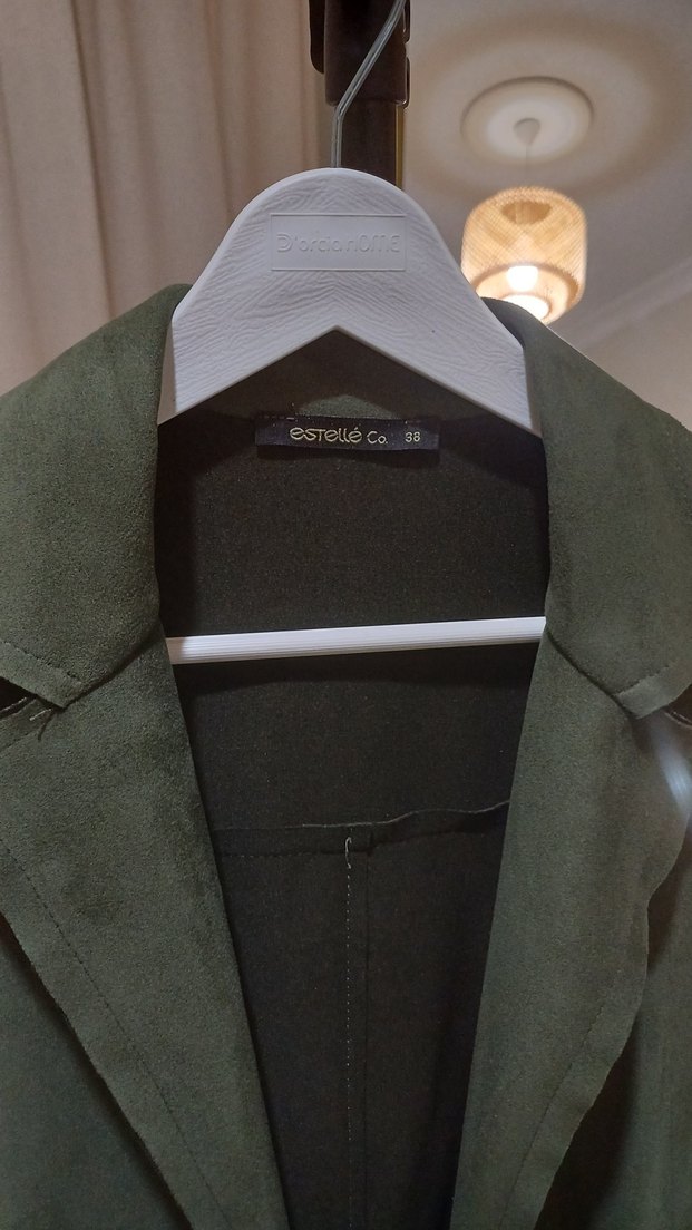 Kadın Haki Süet Uzun Trençkot - Görsel 3