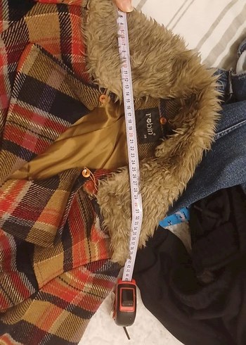 Kahverengi Ekoseli Kürklü Kadın Kaban - Görsel 4