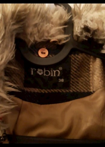 Kahverengi Ekoseli Kürklü Kadın Kaban - Görsel 2