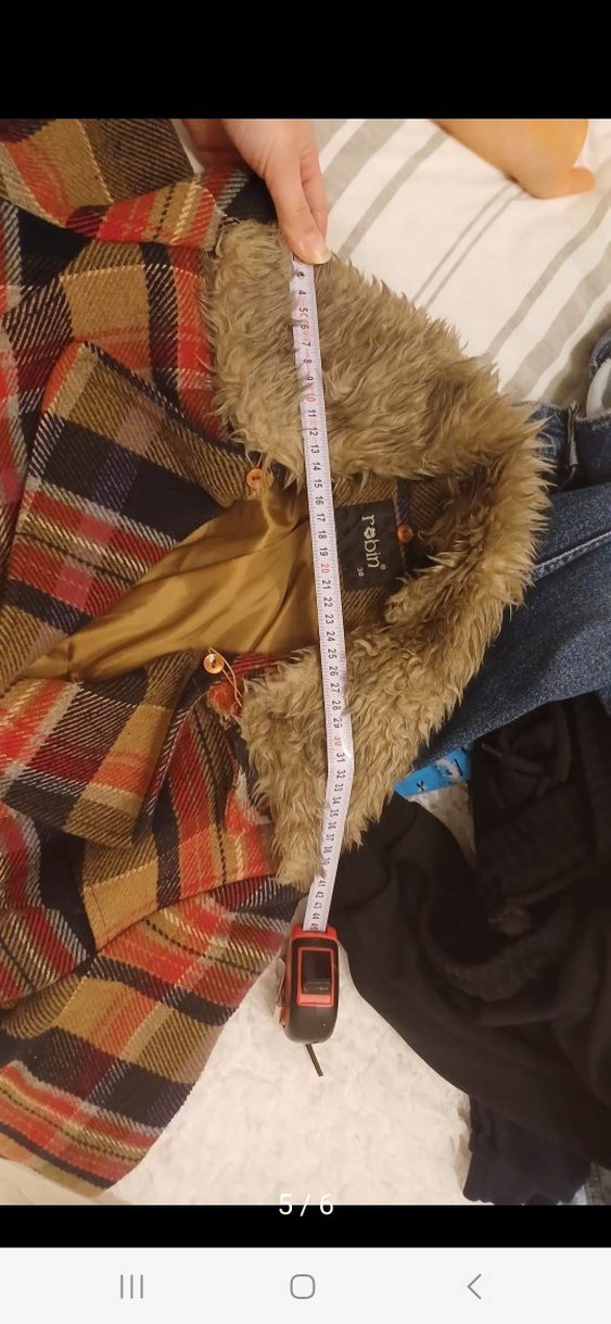 Kahverengi Ekoseli Kürklü Kadın Kaban - Görsel 4