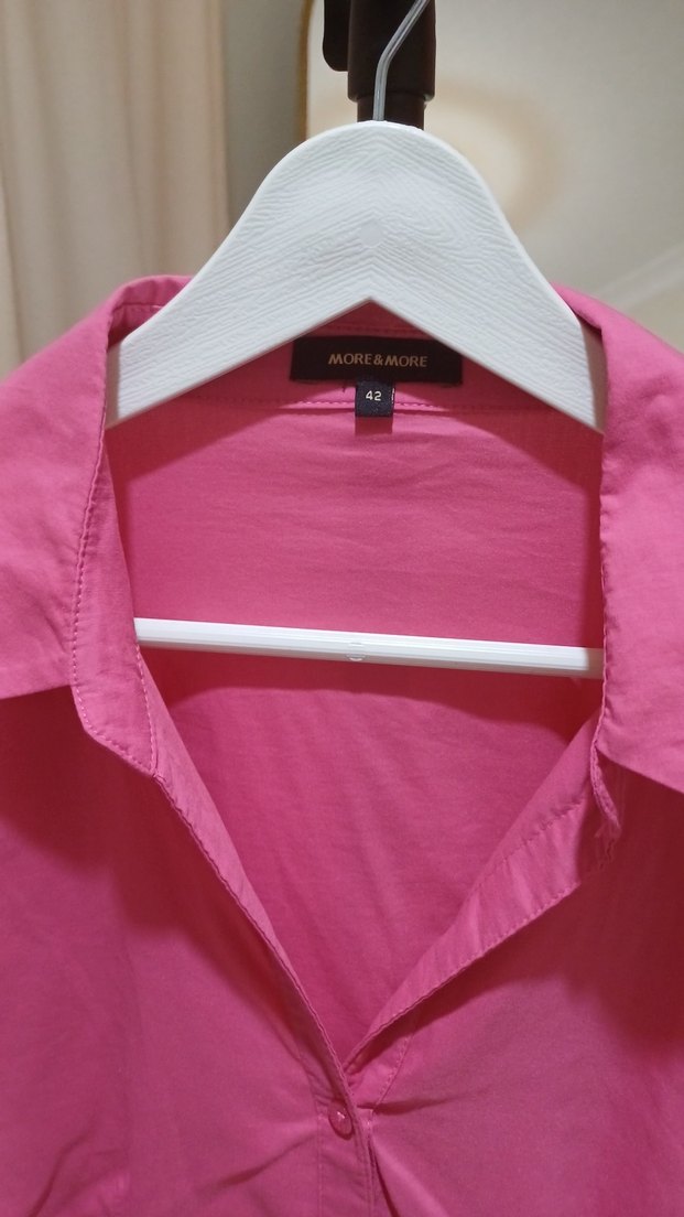 Pembe Düğmeli Uzun Kollu Kadın Gömlek - Görsel 2