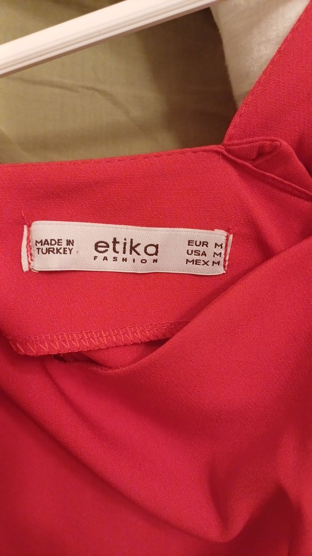 Kırmızı V Yaka Uzun Kollu Uzun Elbise - Görsel 3