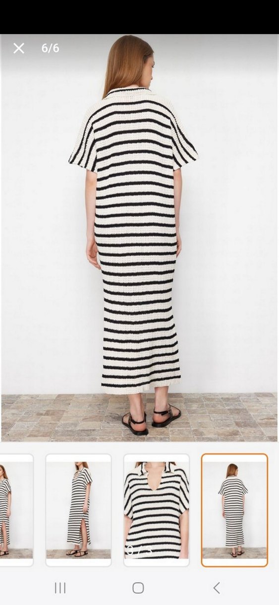 Zebra Desenli V Yakalı Uzun Elbise - Görsel 3