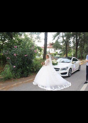 Dantel Detaylı Uzun Kollu A Kesim Gelinlik - Görsel 4