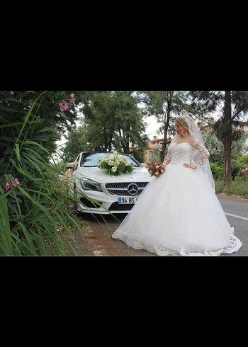 Dantel Detaylı Uzun Kollu A Kesim Gelinlik - Görsel 5