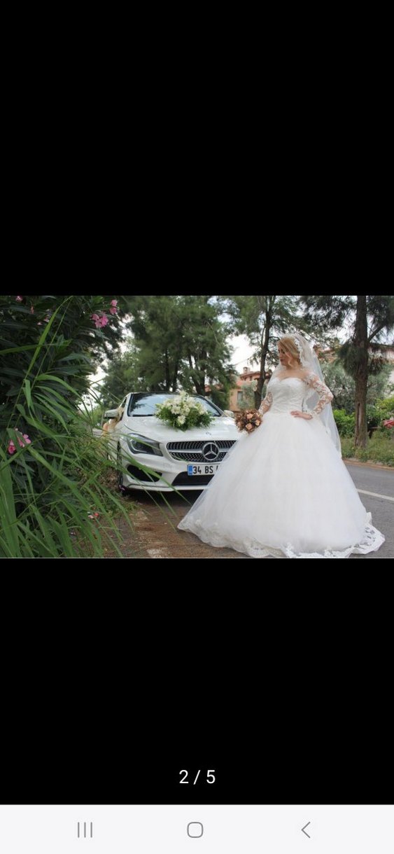 Dantel Detaylı Uzun Kollu A Kesim Gelinlik - Görsel 5