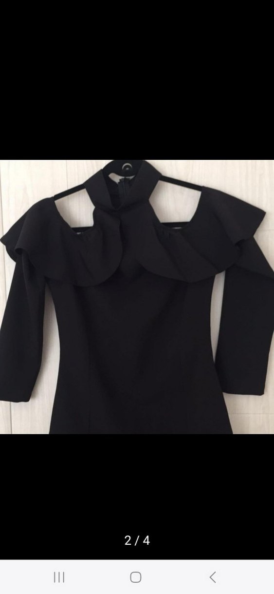 Uzun Kollu Siyah Gotik Akşam Elbisesi - Görsel 2