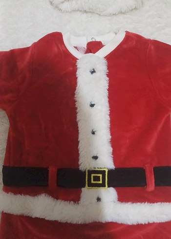 Panço Kırmızı Bebek Noel Kostümü Şapkalı