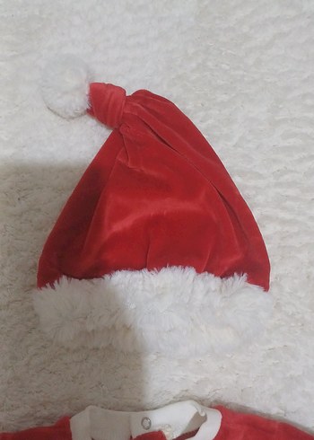 6-9 Ay Beden Kırmızı Bebek Noel Kostümü Şapkalı