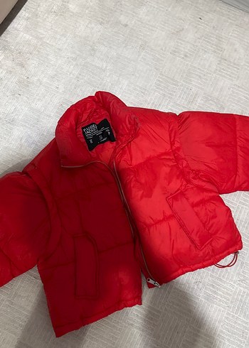 Kırmızı Fermuarlı Kadın Kışlık Mont - Görsel 2