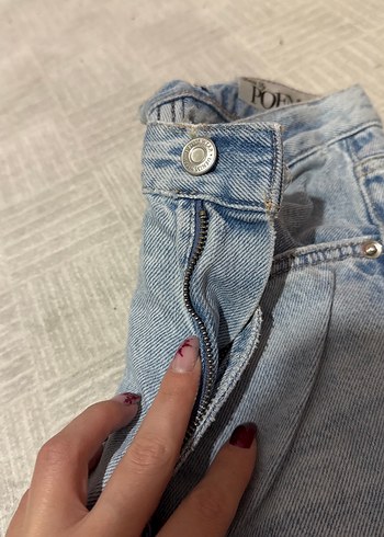 Gri Midi Boy Yırtmaçlı Bol Kesim Kadın Kot Pantolon - Görsel 3