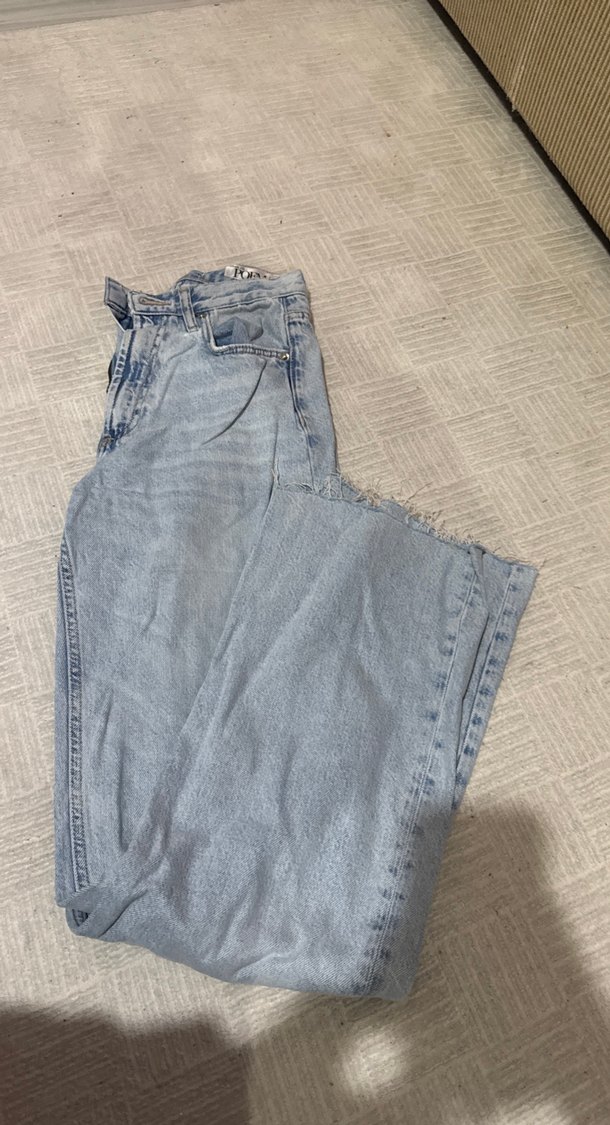 Gri Midi Boy Yırtmaçlı Bol Kesim Kadın Kot Pantolon - Görsel 2