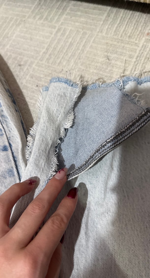 Gri Tie-Dye Loose Fit Midi Denim Pantolon - Görsel 3