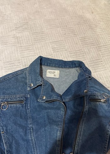 Kadın Kemerli Lacivert Denim Ceket - Görsel 3