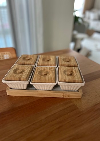 Bambu Kapaklı Bej Kahvaltılık Seti