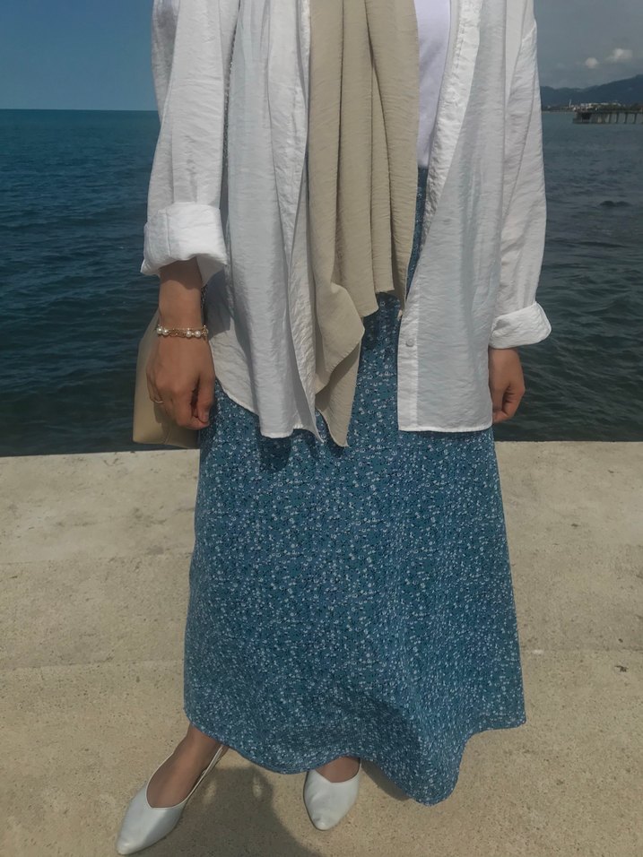 Tesettür Çiçekli Etek - Görsel 4