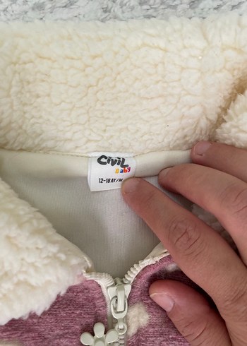 Civil Kız Çocuk Pudra Peluş Fermuarlı Ceket