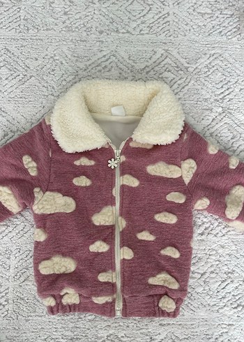 Kız Çocuk Pudra Peluş Fermuarlı Ceket