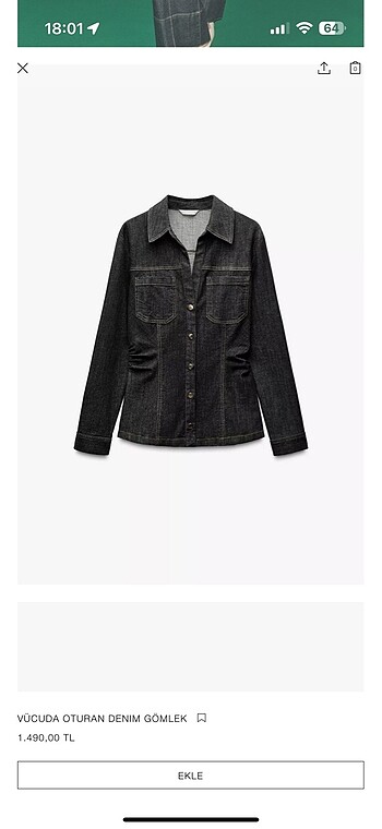 Zara vücuda oturan denim gömlek