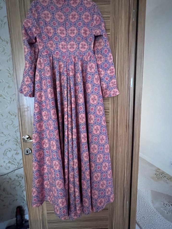 Bohem Çok Renkli Uzun Kollu Uzun Elbise - Görsel 3