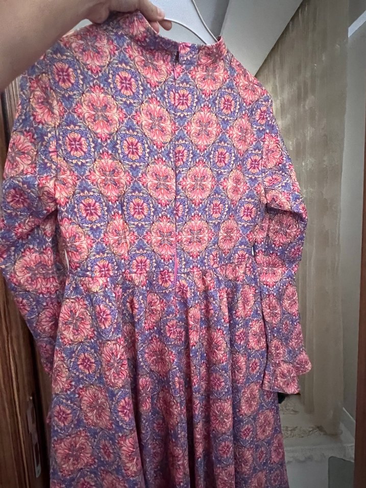 Bohem Çok Renkli Uzun Kollu Uzun Elbise - Görsel 2