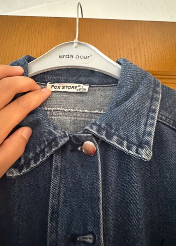 Kadın mavi Denim Ceket Düğmeli ve Salaş - Görsel 2