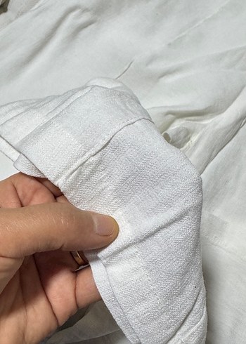 Beyaz Keten Piliseli Midi Kadın Pantolon - Görsel 3