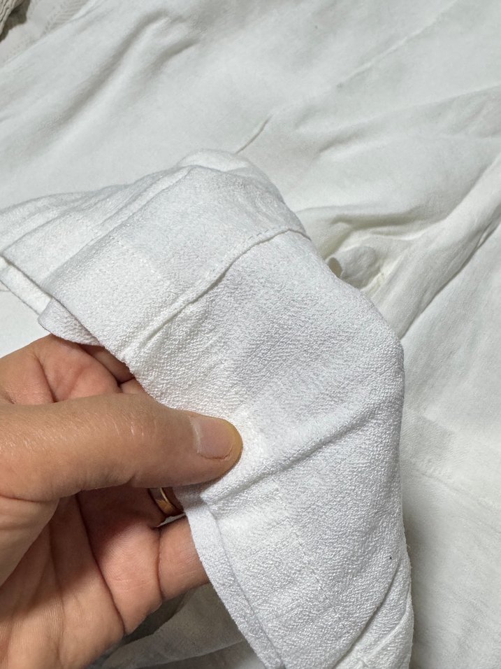 Beyaz Keten Piliseli Midi Kadın Pantolon - Görsel 3