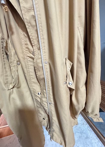 Bej Midi Kadın Keten trençkot - Görsel 2