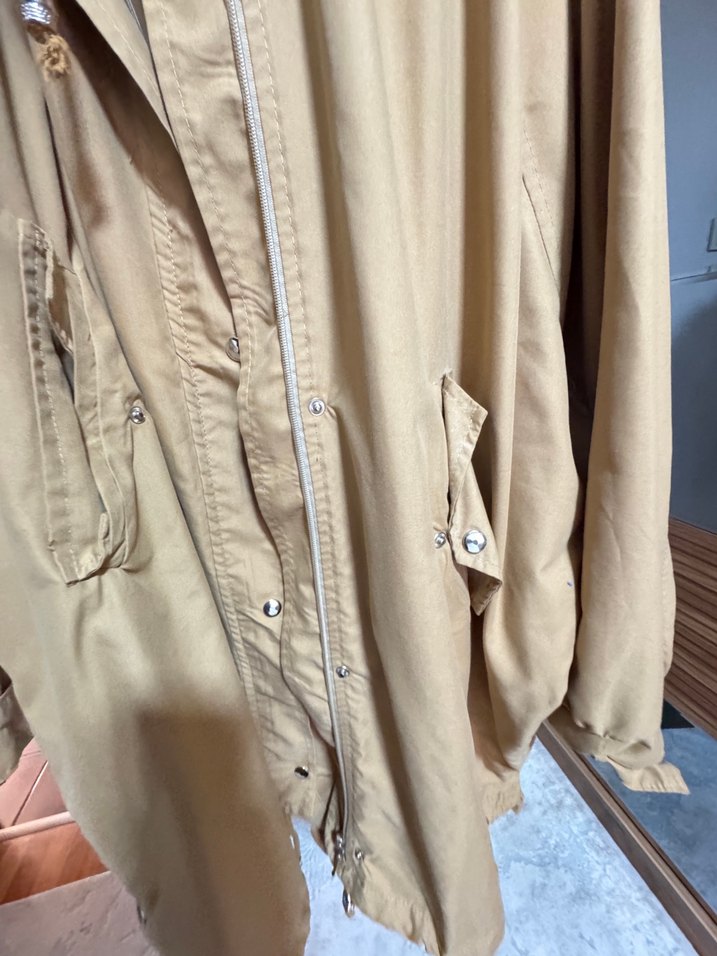 Bej Midi Kadın Keten trençkot - Görsel 2