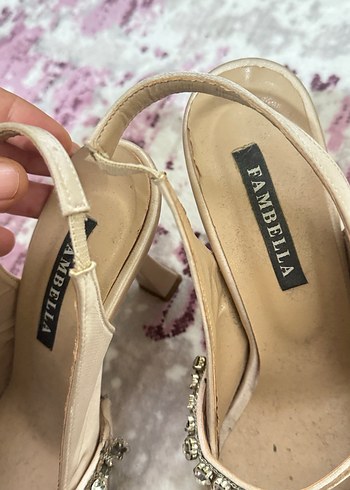 Bej Süet Tokalı Stiletto Kadın Abiye Ayakkabı - Görsel 3