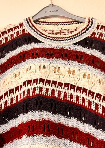 Bohem Çok Renkli Örgü Kadın Kazak - Görsel 2