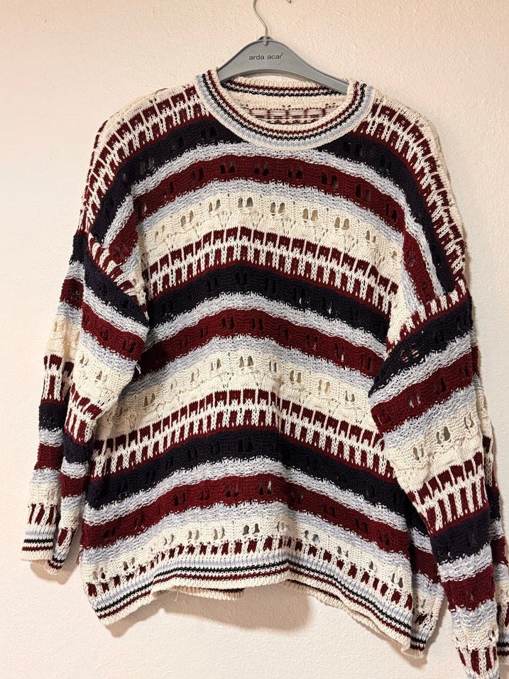 Bohem Çok Renkli Örgü Kadın Kazak - Görsel 3