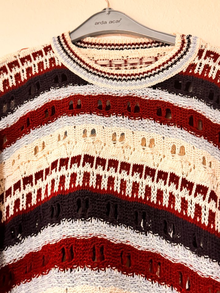 Bohem Çok Renkli Örgü Kadın Kazak - Görsel 2