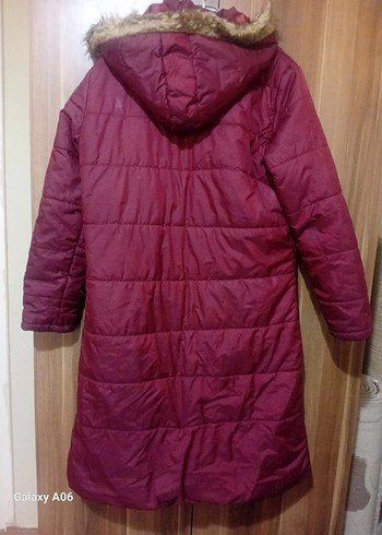 Bershka Bordo Uzun Kadın Kışlık Mont