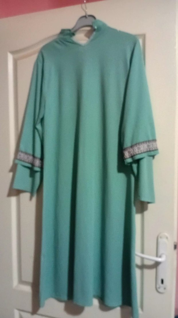 Nakışlı Turkuaz Uzun Kadın Hırka - Görsel 2