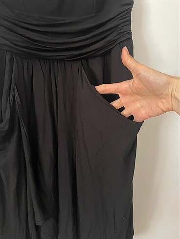 Zara Straplez Cepli Siyah Kısa Elbise