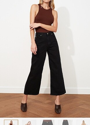 Trendyolmilla Siyah Yüksek Bel Culotte Jeans