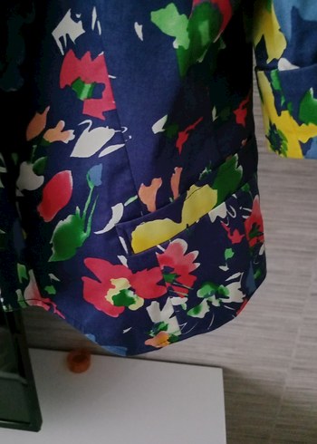 Çiçek Desenli ceyrek Kol Mini Blazer - Görsel 4