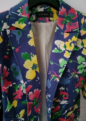 Çiçek Desenli ceyrek Kol Mini Blazer - Görsel 3